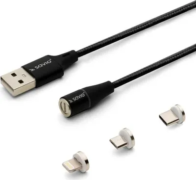 Produktbild von Savio CL-155 USB Kabel 2 m USB 2.0 USB C Micro USB A/Lightning Schwarz