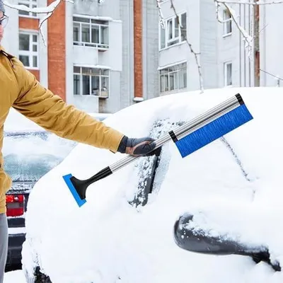 Produktbild von Ausziehbare Auto-Schneebürste mit Eiskratzer und abnehmbarem Schneekratzer für Windschutzscheiben und Fahrzeugfenster