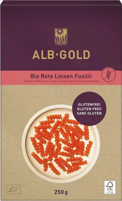 MAKARON PROTEINOWY (Z SOCZEWICY CZERWONEJ) ŚWIDERKI BEZGLUTENOWY BIO 250 g - ALB-GOLD