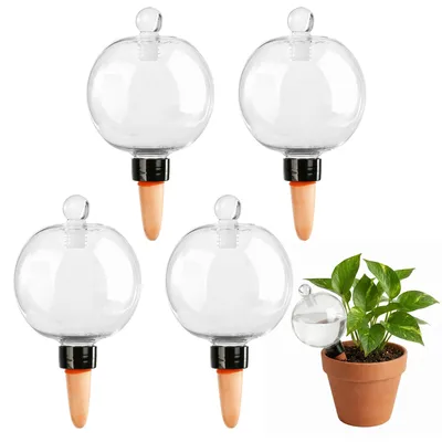 Bewässerungskugeln 4er-Set, 500 ml, orange, für Pflanzen