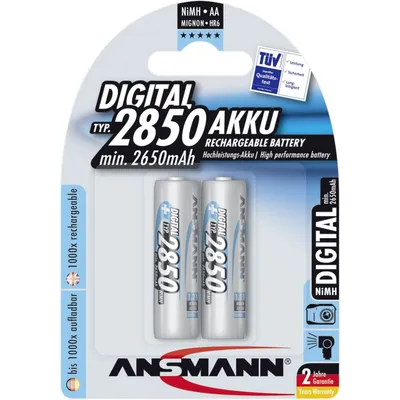 Produktbild von ANSMANN Akku AA Mignon Typ 2850mAh 1,2V - aufladbar & hohe Kapazität, 2 Stück