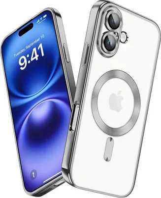 Image de Coque pour iPhone 16 Plus avec MagSafe et protection pour l'appareil photo, coque de protection magnétique ultra-fine transparente, gris