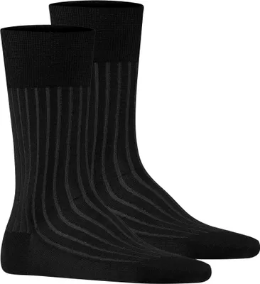 Produktbild von FALKE Herren Socken 2er Pack - Shadow, Strümpfe, Baumwolle, Logo, lang, einfarbig Schwarz/Grau 45-46