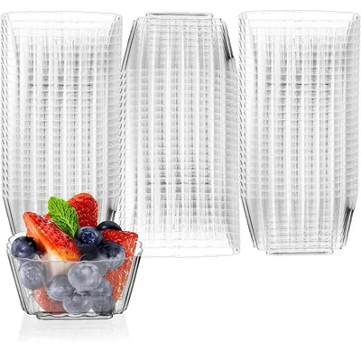 Produktbild von Dessertbecher Kunststoff 150ml Quadratisch Transparent 50 Stück