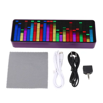 Zdjęcie produktu dla Wyświetlacz widma muzycznego 384 LED 1624 segmenty Rytm Poziom światła Czujnik mowy Analizator odbioru z zegarem 20 Dynamiczne 7 kolorów