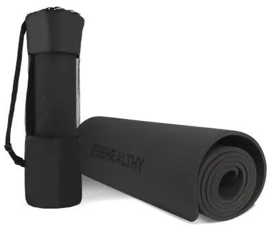 Produktbild von 2BEHEALTHY Yogamatte 0,8 cm Dick – Rutschfest – Fitness-, Sport- und Meditationsmatte – Schwarz