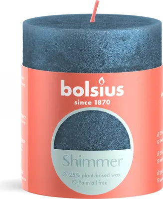 Image de Bolsius Stub Bougie chatoyante bleue - Ø68 mm - Hauteur 8 cm - Bleue - 35 heures de combustion