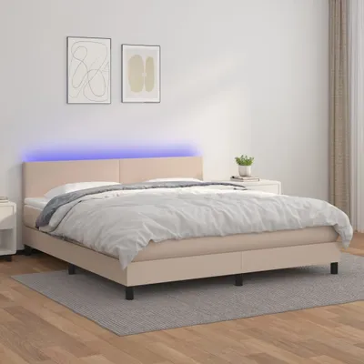 Produktbild von CLORIS Boxspringbett Polsterbett mit Matratze & LED Cappuccino-Braun 180x200cm, 72,94 kg