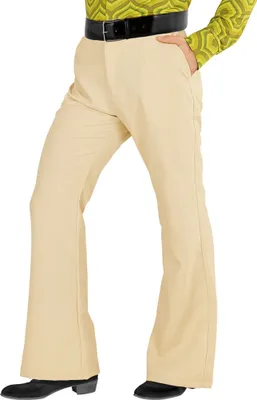 Image de pantalon beige pour hommes des années 70 - Hippie Carnaval Taille : S-M