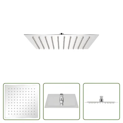 Immagine prodotto di The Living Store Soffione doccia a pioggia in acciaio inox 20x20 cm Quadrato