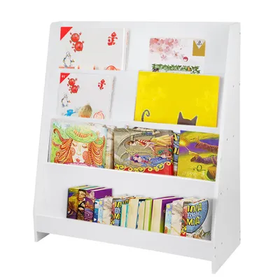 Produktbild von Bücherregal Kinder,Kinderregal mit 4 Ebenen,Montessori Standregal, Kinderzimmer-Regal für Bilderbücher,Kinderbücherregal für Leseecke 30x80x88cm Weiß