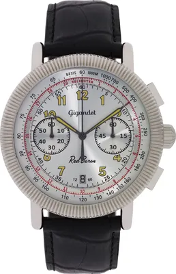 Produktbild von Gigandet Quarzuhr Chronograph Edelstahl Lederband Silber Red Baron IV - G19-006