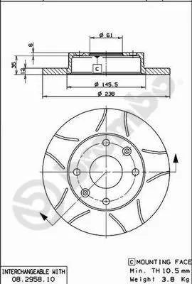 Produktbild von 2x BREMBO 08.2958.75 Bremsscheibe Vorderachse