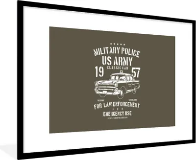 Produktbild von MuchoWow® MuchoWow® Gerahmtes Poster Mancave - Auto - Oldtimer - Armee 90x60 cm - Poster mit zchwarzem Bilderrahmen - Wanddekoration - Fotos