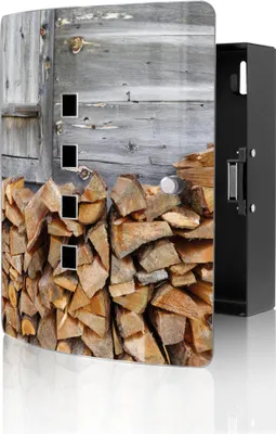 Zdjęcie produktu dla Skrzynka na klucze banjado Design ze stali nierdzewnej na 10 kluczy, wymiary 24 x 21,5 x 7 cm, z zamknięciem magnetycznym,  Feuerholz [BWSK 11294]