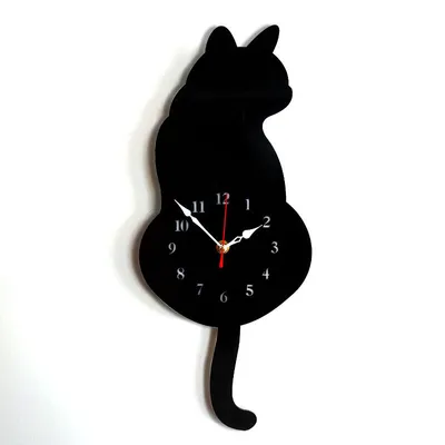 Produktbild von Schwarze Katze schwingende Wanduhr mit beweglichem Schwanz Katze Uhr Spaß Wanduhr Nette Wanduhr Katze Enthusiast Geschenk
