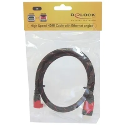 Produktbild von Delock High Speed HDMI with Ethernet - HDMI-Kabel mit Ethernet - HDMI männlich zu HDMI männlich - 1 m - gewinkelter Stecker