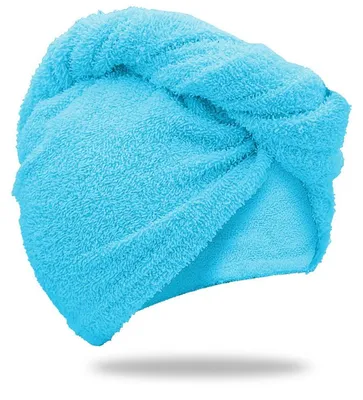 Zdjęcie produktu dla Szybkoschnący turban frotte z włosiem w kolorze turkusowym, 100% bawełny