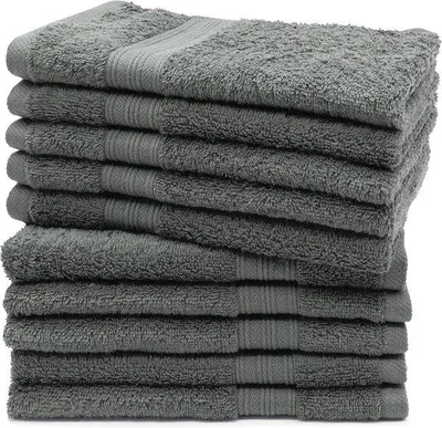 Productafbeelding van Unyqoos® Set van 10 gastendoeken – 100% katoen, 500 g/m², 30x50 cm, grijs, zacht en absorberend, wasbaar tot 60°C, gecertificeerd volgens