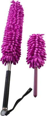 Produktbild von 2er Set Mikrofaser Staubwedel Flieder, ausziehbar 100-180cm & 45-80cm, flexibel, waschbar