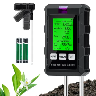 Produktbild von Wigearss 6-in-1 Bodenmessgerät pH Feuchtigkeit Temperatur Licht Bodentester