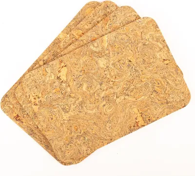 Produktbild von INNA-Glas Rechteckiger Kork Untersetzer Quincy, 4 Stück, Natur-schwarz, 30x20x0,3cm - Kork Tischset