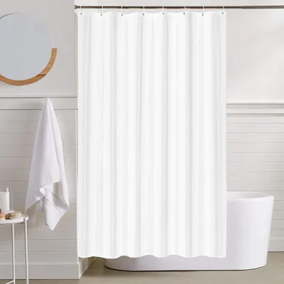 Productafbeelding van Douchegordijn van polyester, 120 x 180 cm, schimmelwerend, waterdicht en wasbaar, met 8 haken, wit