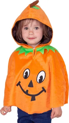 Produktbild von Halloween Kinderkostüm "Kleiner Kürbis" | Orange - Umhang mit Kapuze