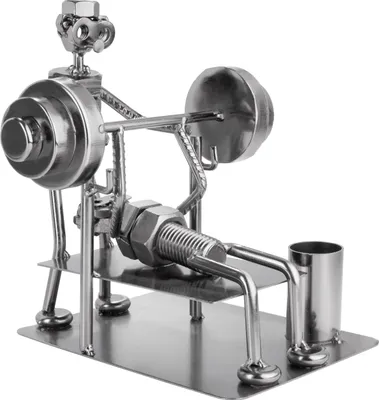 Produktbild von BRUBAKER Schraubenmännchen Bodybuilder Bankdrücken - Metallfigur mit Stiftehalter für Kraftsportler, Fitnessstudios, Sportler und Bodybuilder