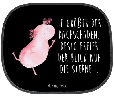 Produktbild von Mr. & Mrs. Panda Sonnenschutz Auto Axolotl Tanzen - Schwarz - Geschenk, Fürs, Sonnenblende, Scheibenschutz, gut Gelaunt, Sterne, Verrückt, Lurch, Autoscheibe
