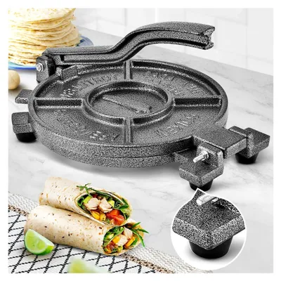 Produktbild von ARC Tortilla-Presse, 26,4 cm, Gusseisen, Tortilla-Maker, robuste Tortillera Pataconera, Mehl-Tortilla-Presse, Roti-Maker, Taco-Maker, Taco-Presse, Schwarzgrau