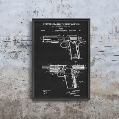Produktbild von Poster - Canvas - Leinwand - 21 cm x 29,7 cm - Fotoposter - Leinwandkunst - Colt Browning Firearm United States Patent
