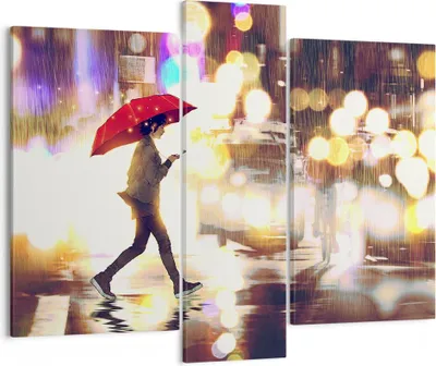 Produktbild von Bild auf Leinwand - Leinwandbild - Stadt Straße Nacht - 95x80cm - Wand Bild - Wanddeko - Wandbilder - Leinwanddruck - Bilder - Kunstdruck - Wanddekoration - Leinwand bilder - Wandkunst - CB95x80-4016
