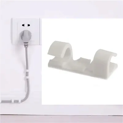 Obrázok produktu pre Káblové svorky – Káblové vodidlá – Držiaky káblov – Biela farba – 20 kusov – 3 cm dlhé – samolepiace – CHPN