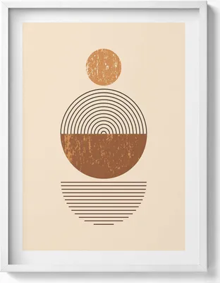 Produktbild von Geometrische Kunst im Boho-Stil– Wandbild mit Rahmen – Gerahmtes Bild  – Wanddekoration – 60x80 cm –  Weiß Rahmen