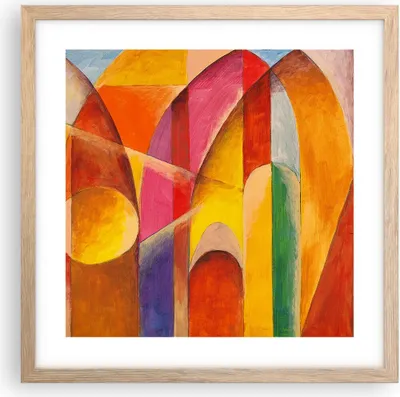 Produktbild von Gerahmtes Poster - Rahmen in heller Eiche - Abstraktion modern - 40x40 cm - Wand Bild - Wanddeko - Wandbilder - Wandposter - Bilderrahmen - Bilder - Kunstdruck - Wandbild - P2NAC40x40-3619