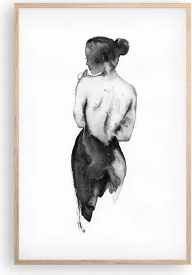 Produktbild von Gerahmtes Poster - Rahmen in heller Eiche - Aquarell Frau Nacktheit - 61x91,5 cm - Wand Bild - Wanddeko - Wandbilder - Kunstposter - Wandposter - Bilderrahmen - Bilder - Kunstdruck - P2NPA61x91-4721
