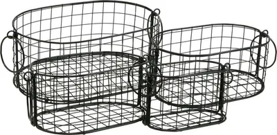 Produktbild von Drahtkorb Set mit Griffen Metall Schwarz - Vielseitige Aufbewahrung & Dekoration - 4 Größen