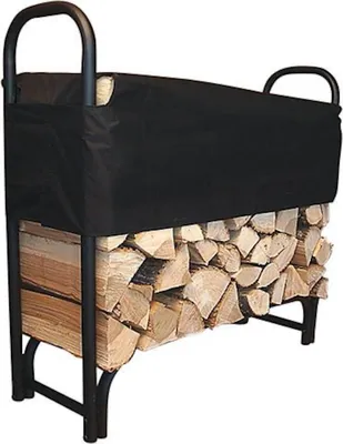 Produktbild von Kaminholzständer YOASH II | HxBxT 126x118x39cm | Stahl | Schwarz | Feuerholzregal Kaminholzlager Brennholzregal Holzstapelhilfe