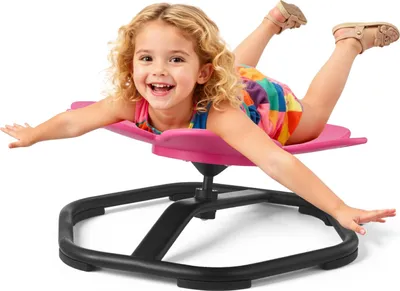 Immagine prodotto di Sedia girevole sensoriale per bambini - A forma di fiore - Portata fino a 100 kg - Base in metallo antiscivolo - Favorisce la coordinazione, l'equilibrio e la concentrazione - Gioco sensoriale - Rosa