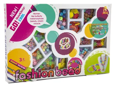 Immagine prodotto di Perline di plastica colorate con cordoncino in scatola 26x17x2 cm
