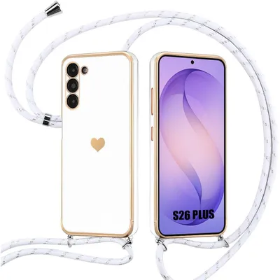 Image de Coque pour Samsung Galaxy S26 Plus, Protection Silicone Anti-Rayures avec Cordon Blanc