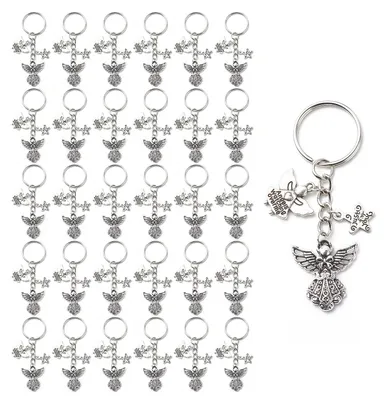 30 Schutzengel-Schlüsselanhänger aus Metall, silber