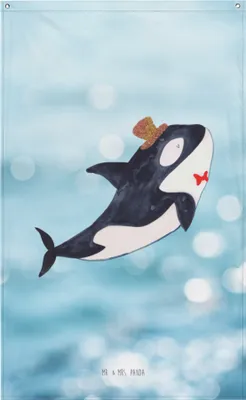 Produktbild von Mr. & Mrs. Panda Wandbild Orca Zylinder - Oceanblue - Geschenk, Fest, Tapestry, Boho Wandteppich, Meer, Glitzer, Narwal, Geburtstag, Gobelin, Hängedeko, Konfetti