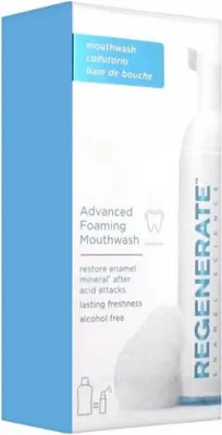 A product box for Regenerate Advanced Foaming Mouthwash.