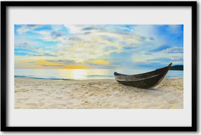 Produktbild von Bild 60x40 MDF-Rahmen Wandkunst Boot Strand Meer