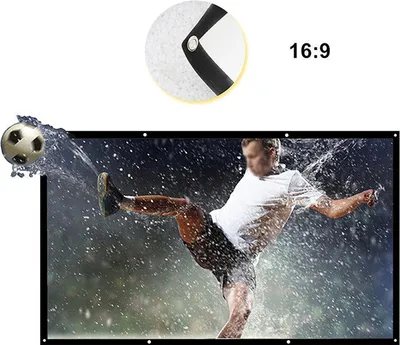 Zdjęcie produktu dla 120-calowy ekran projekcyjny 16:9 Przenośny ekran projekcyjny HD, składany, montowany na ścianie, do kina domowego, filmów biurowych, w pomieszczeniach i na zewnątrz