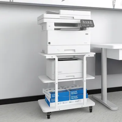 Immagine prodotto di Tavolo per stampante con rotelle | Supporto per stampante a 3 strati 60 x 50 cm | Carrello mobile per stampante studio ufficio