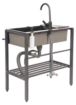 Obrázek produktu pro Volně stojící kuchyňský dřez z nerezové oceli, velká kapacita, snadná instalace, černý