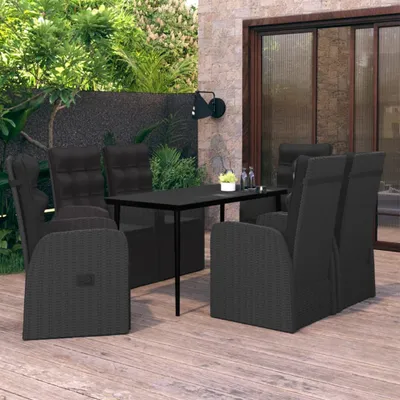Produktbild von The Living Store 7-tlg. Garten-Essgruppe mit Kissen Schwarz